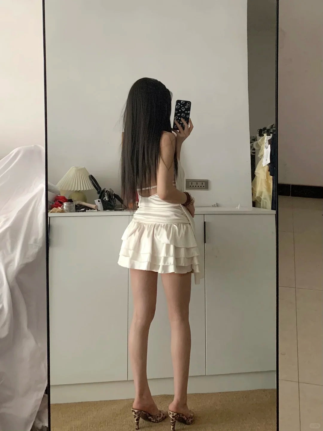 Champagne Halter Cake Mini Dress Y2K Mini Dress