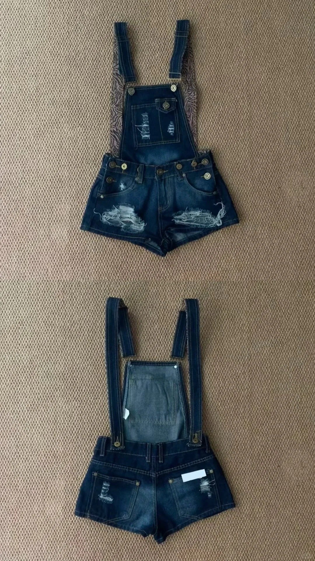 White Bunny Crop Tee and Blue Overalls Y2K Two Pieces Sets