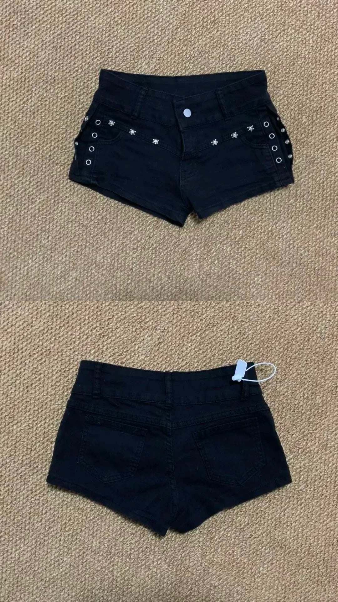 Light Hollow Knit Long Sleeve Top and Decorative Shorts Y2K Two Pieces Sets