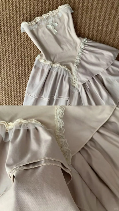 Apricot Bustier Tiered Midi Dress Y2K Midi Dress