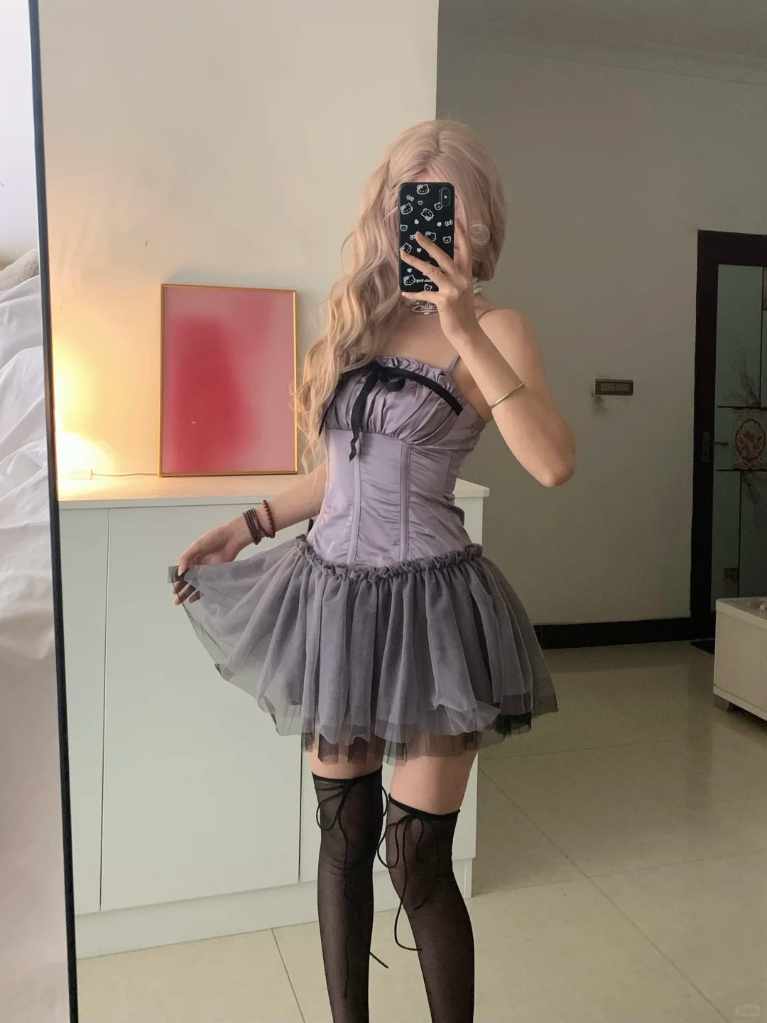 Light Purple Bustier Tulle Mini Dress Y2K Mini Dress
