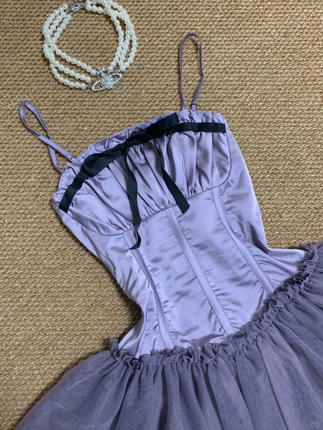 Light Purple Bustier Tulle Mini Dress Y2K Mini Dress