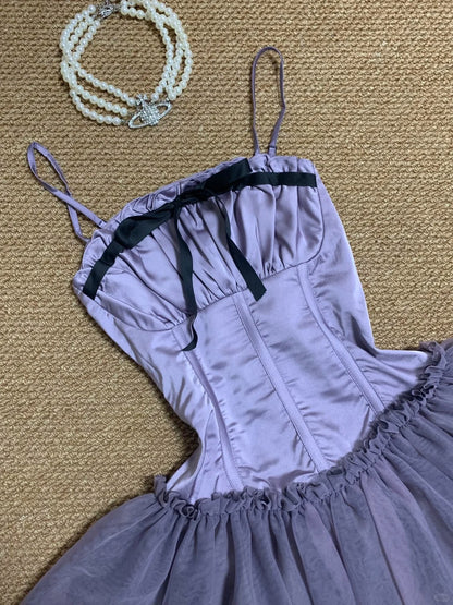 Light Purple Bustier Tulle Mini Dress Y2K Mini Dress