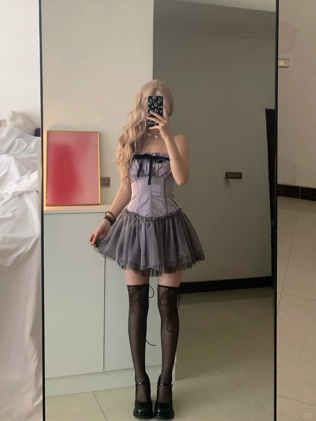 Light Purple Bustier Tulle Mini Dress Y2K Mini Dress