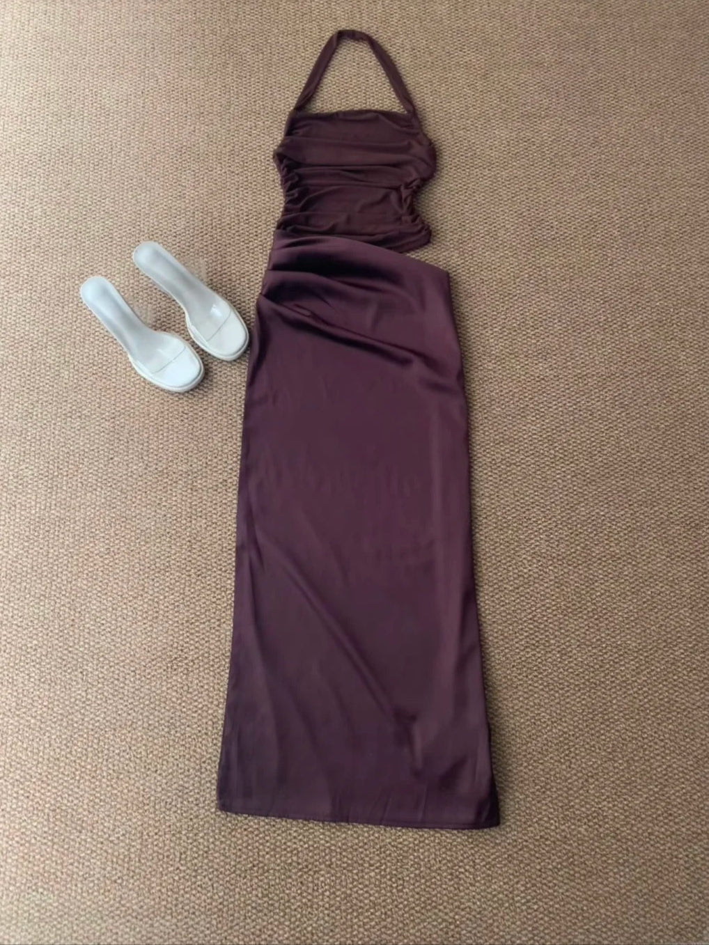 Dark Brown Bustier Maxi Dress Y2K Midi Dress