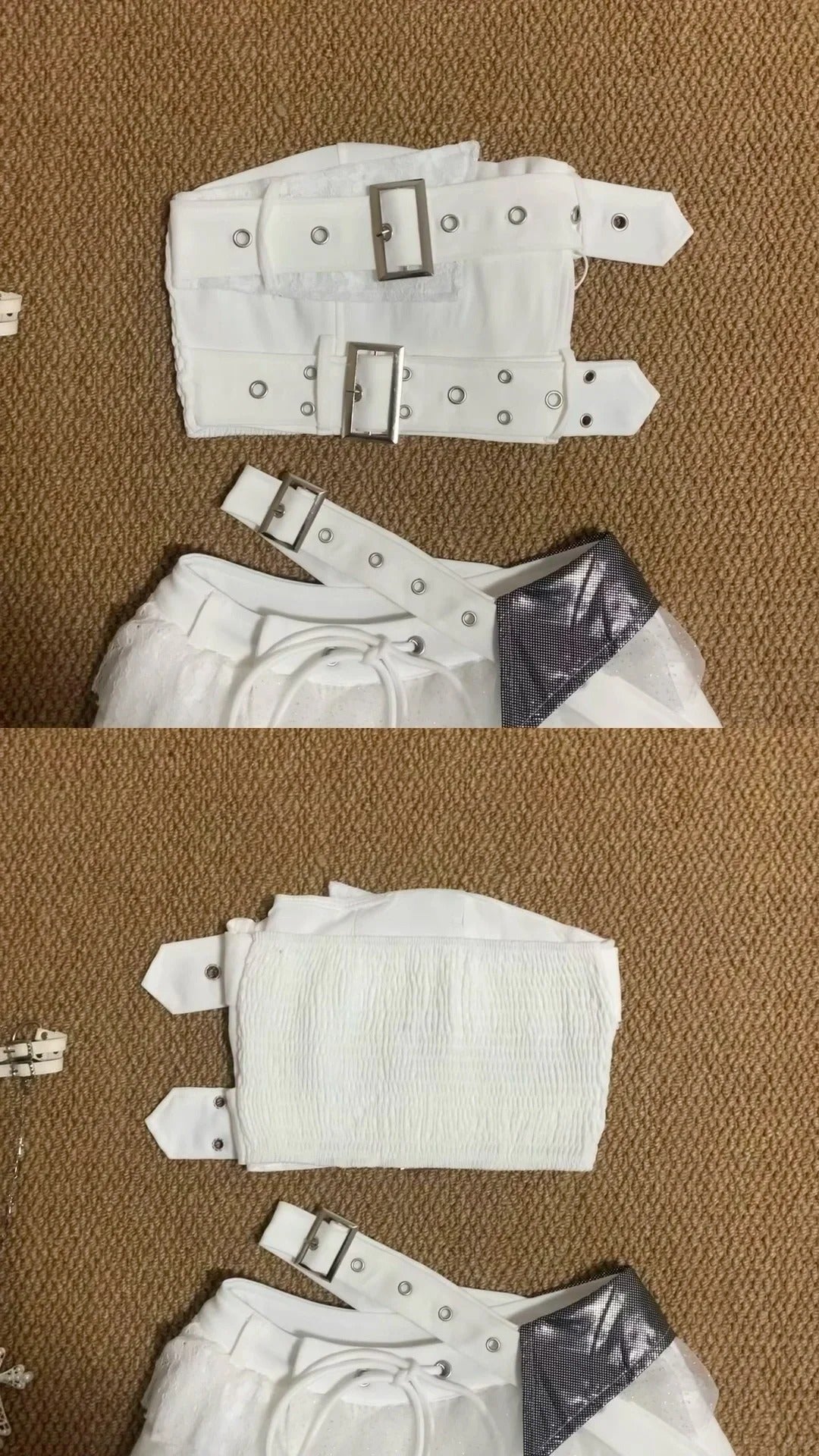 White Lace Bustier and Layered Ruffle Skirt Y2K Two Pieces Sets