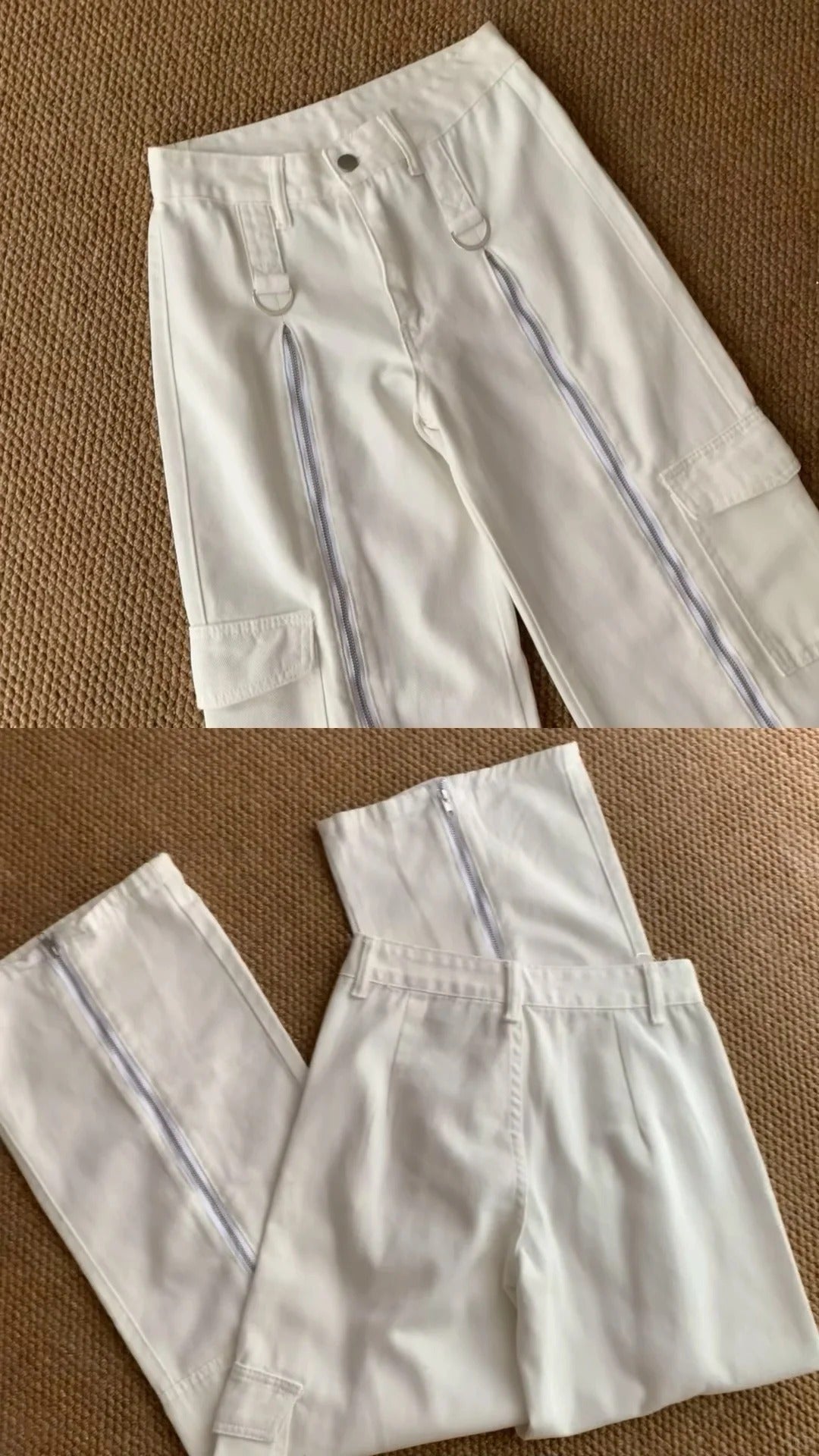 Blue Halter Backless Top and White Pants Y2K Two Pieces Sets