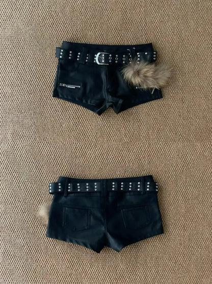 Green Camo Tank and Black Denim Shorts Y2K Two Pieces Sets