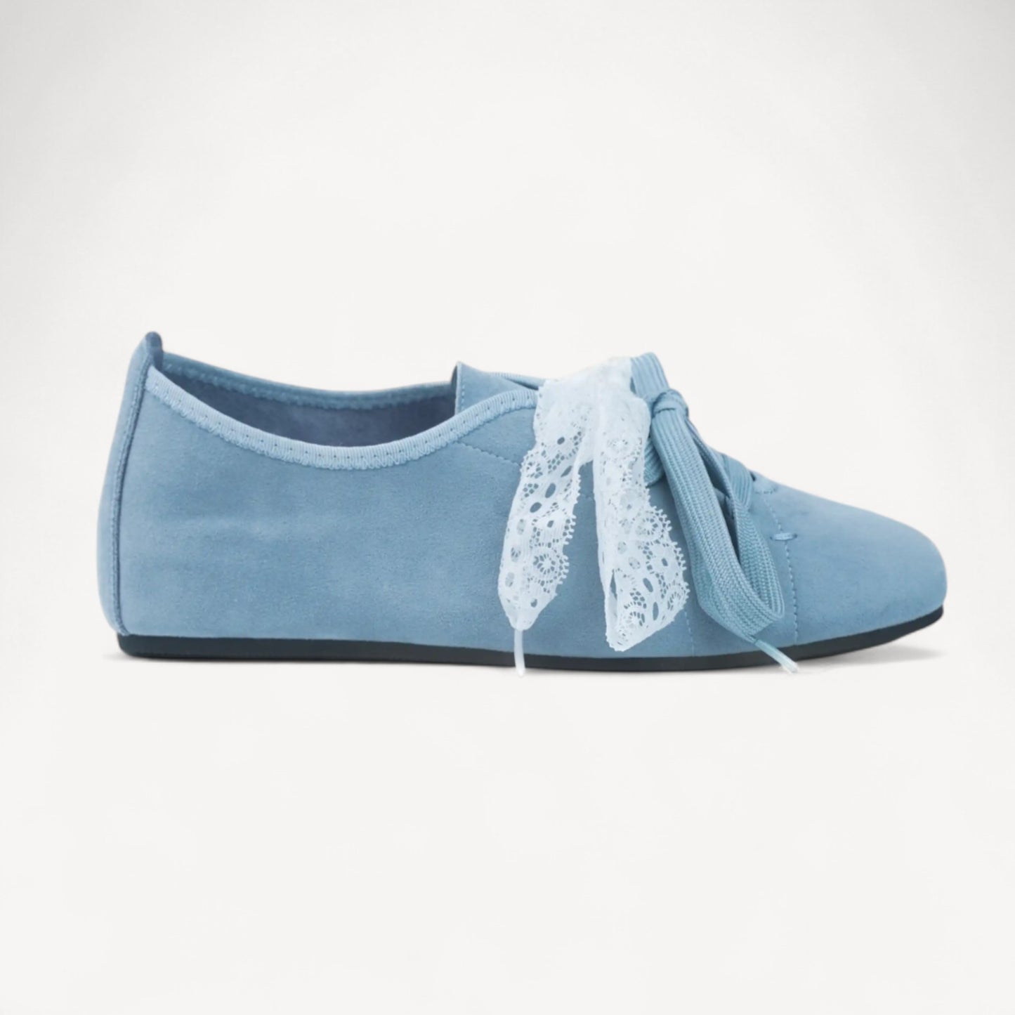 Lavender Suede Lace Strap Ballet Flats