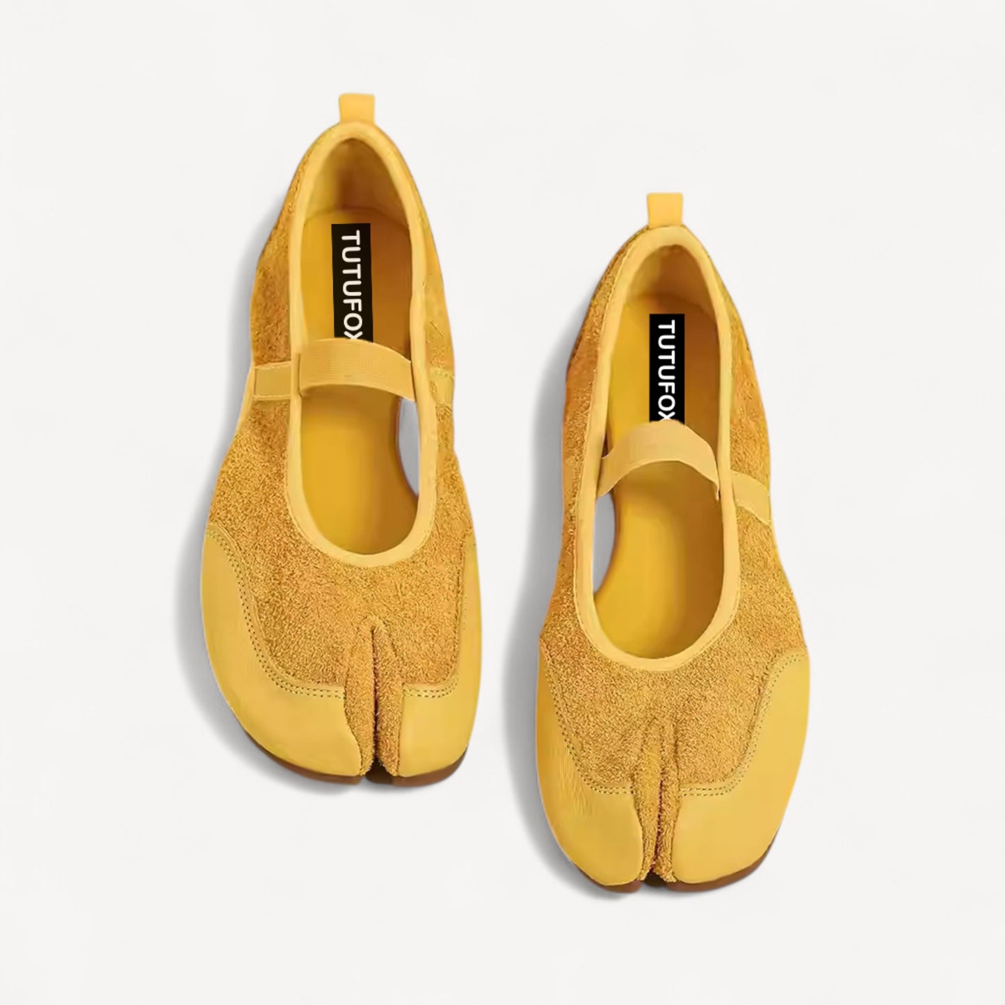 Yellow Sporty Ballerina Split Toe Flats Tabi