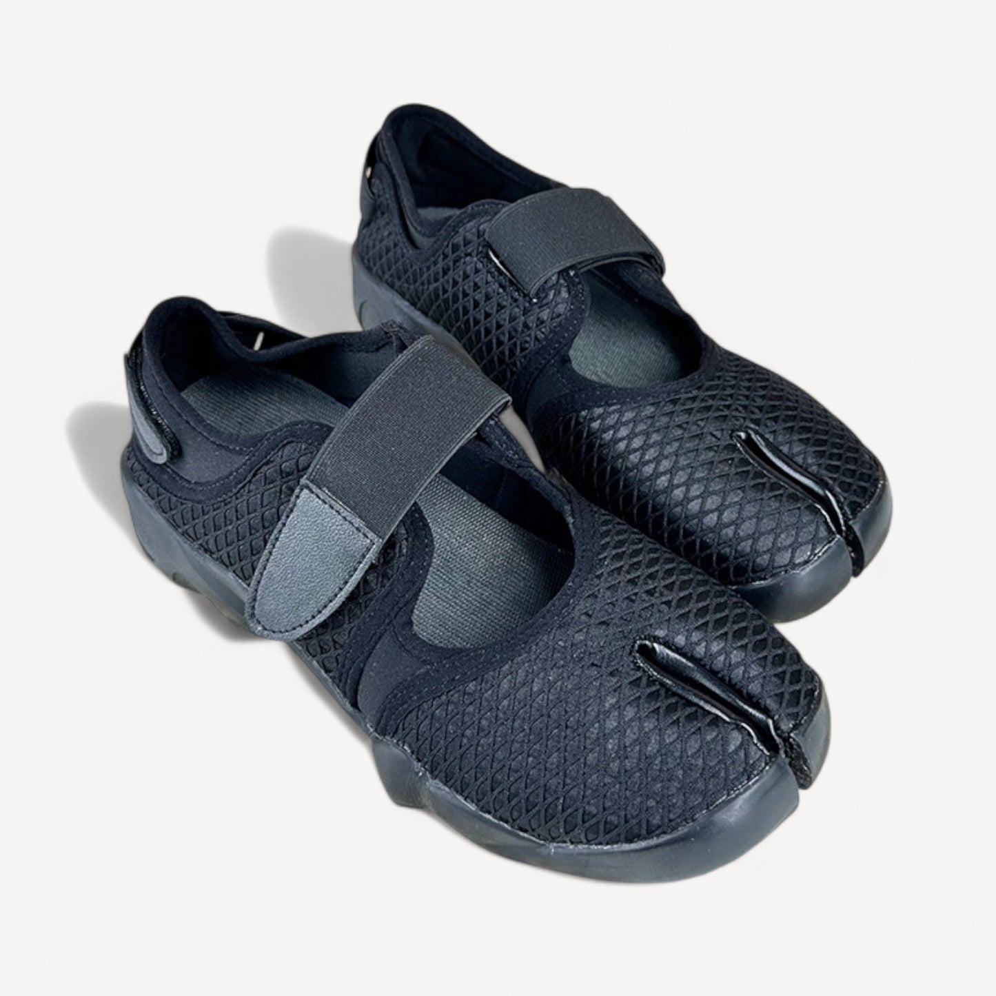 Black Leather Ballet Sneaker Split-Toe Ballerina Flats Tabi