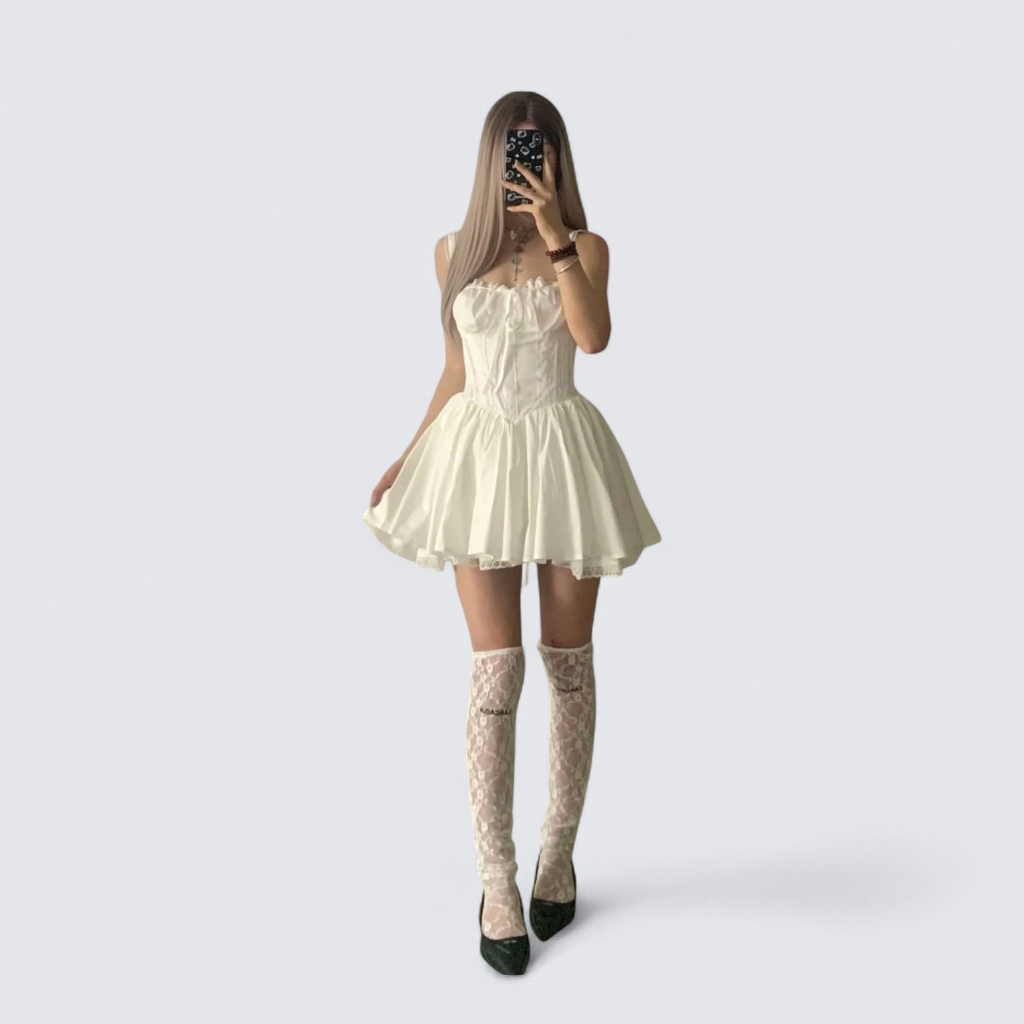 White Cami Puffy Mini Dress Y2K Mini Dress
