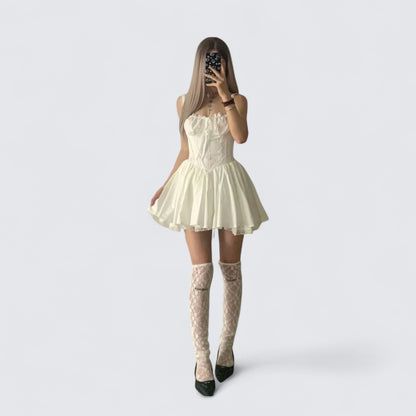 White Cami Puffy Mini Dress Y2K Mini Dress