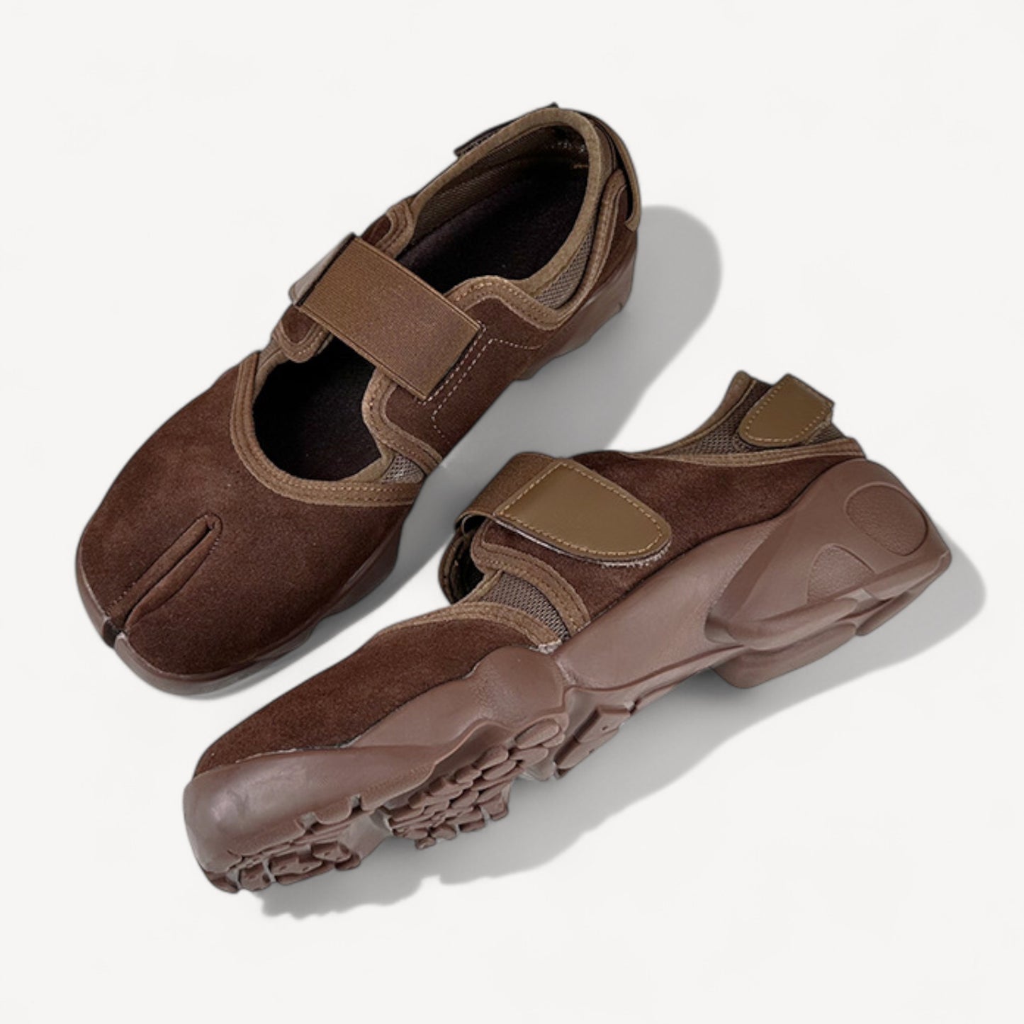 Black Leather Ballet Sneaker Split-Toe Ballerina Flats Tabi