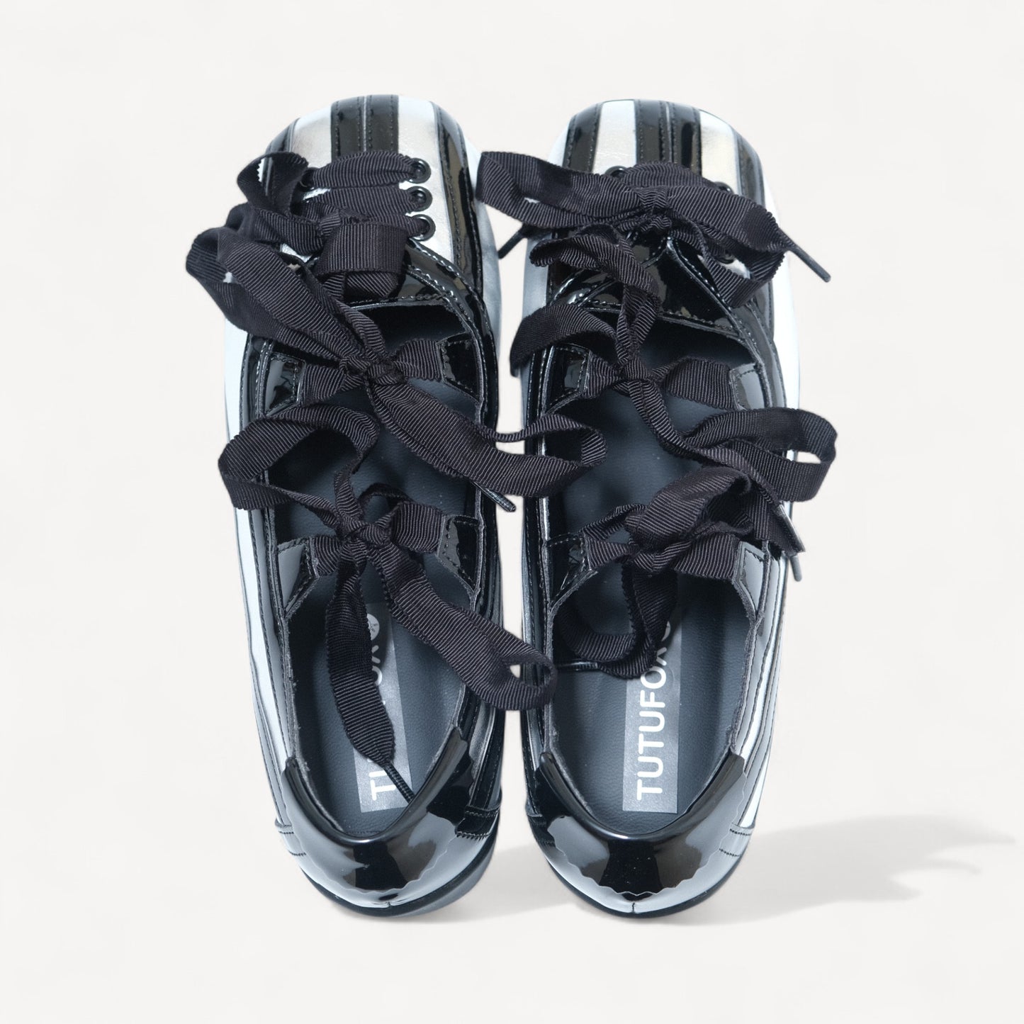 Black Silver Lace Bow Balletcore Sneakers Balletsneaker Flats