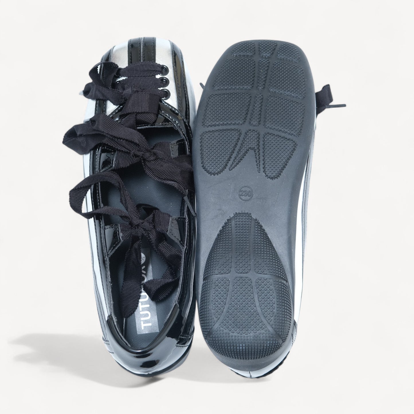 Black Silver Lace Bow Balletcore Sneakers Balletsneaker Flats