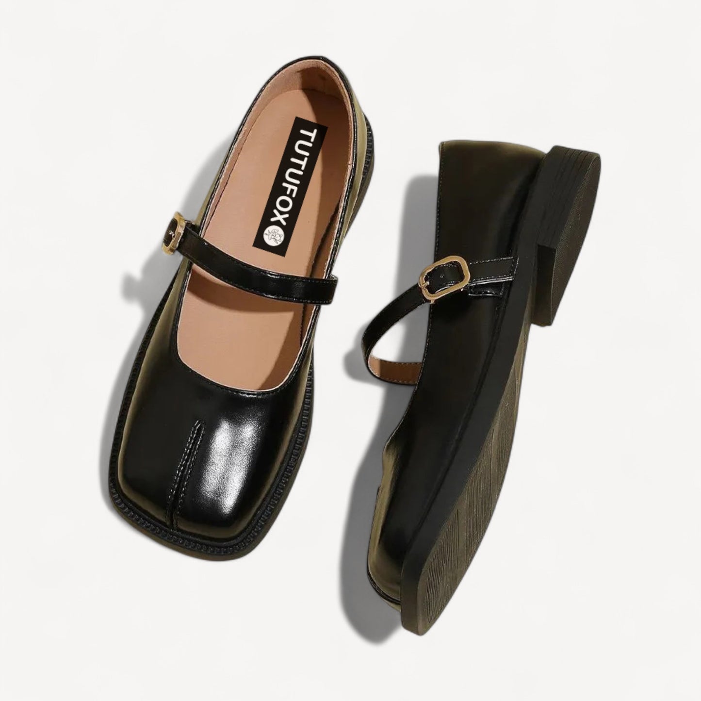 Khaki Leather Mary Jane Faux Split-Toe Tabi