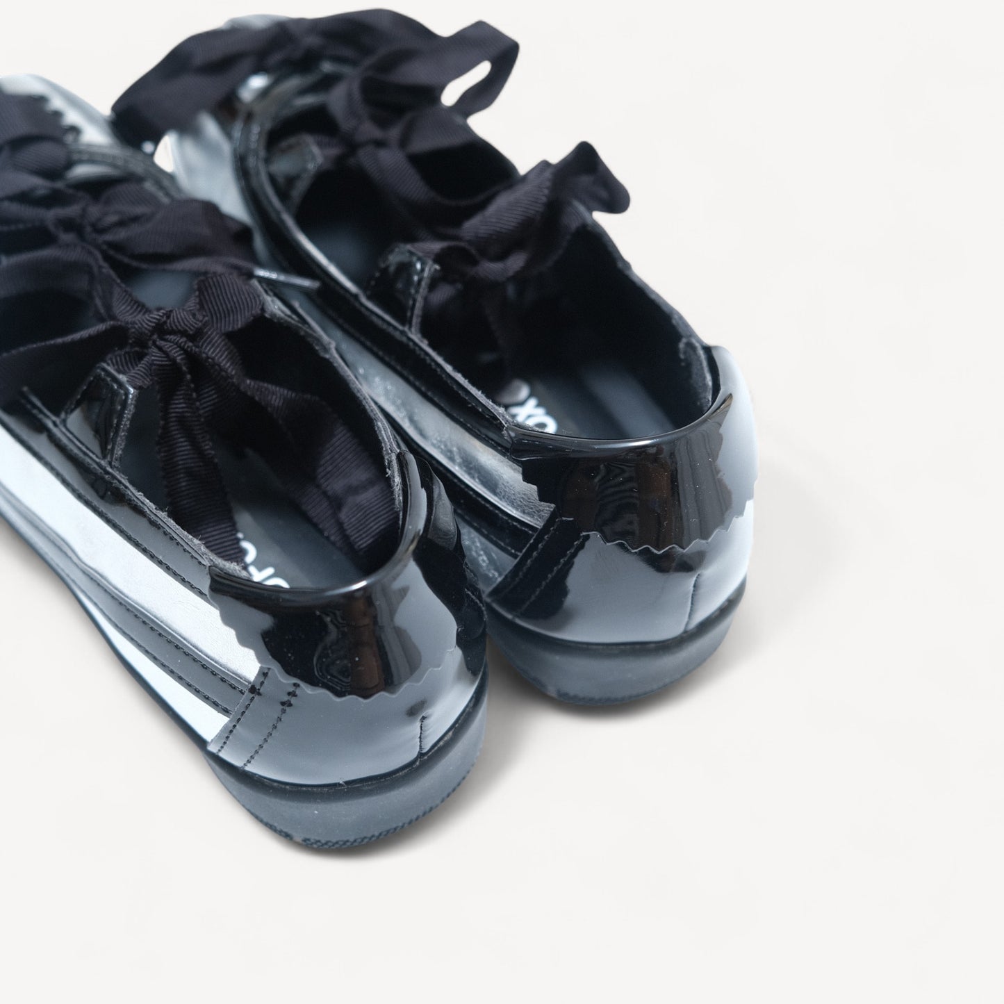 Black Silver Lace Bow Balletcore Sneakers Balletsneaker Flats