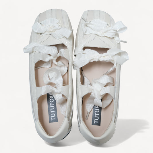 White Lace Bow Balletcore Sneakers Balletsneaker Flats