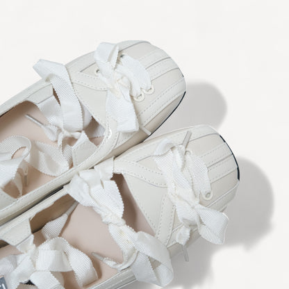 White Lace Bow Balletcore Sneakers Balletsneaker Flats