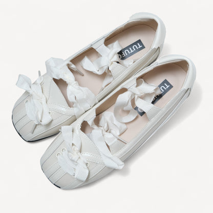 White Lace Bow Balletcore Sneakers Balletsneaker Flats