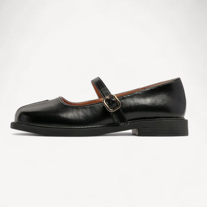 Khaki Leather Mary Jane Faux Split-Toe Tabi