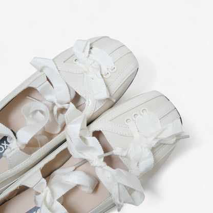 White Lace Bow Balletcore Sneakers Balletsneaker Flats