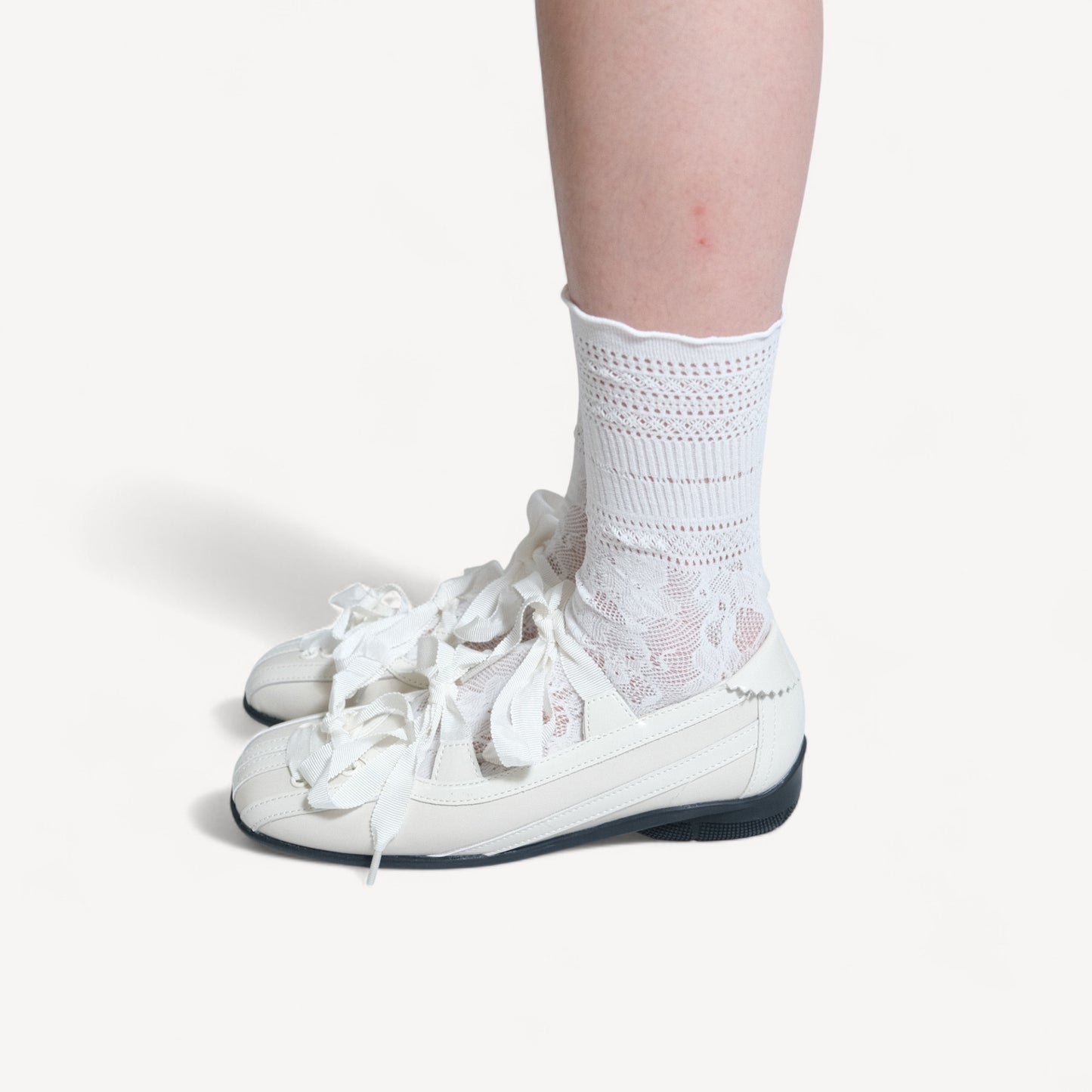 White Lace Bow Balletcore Sneakers Balletsneaker Flats