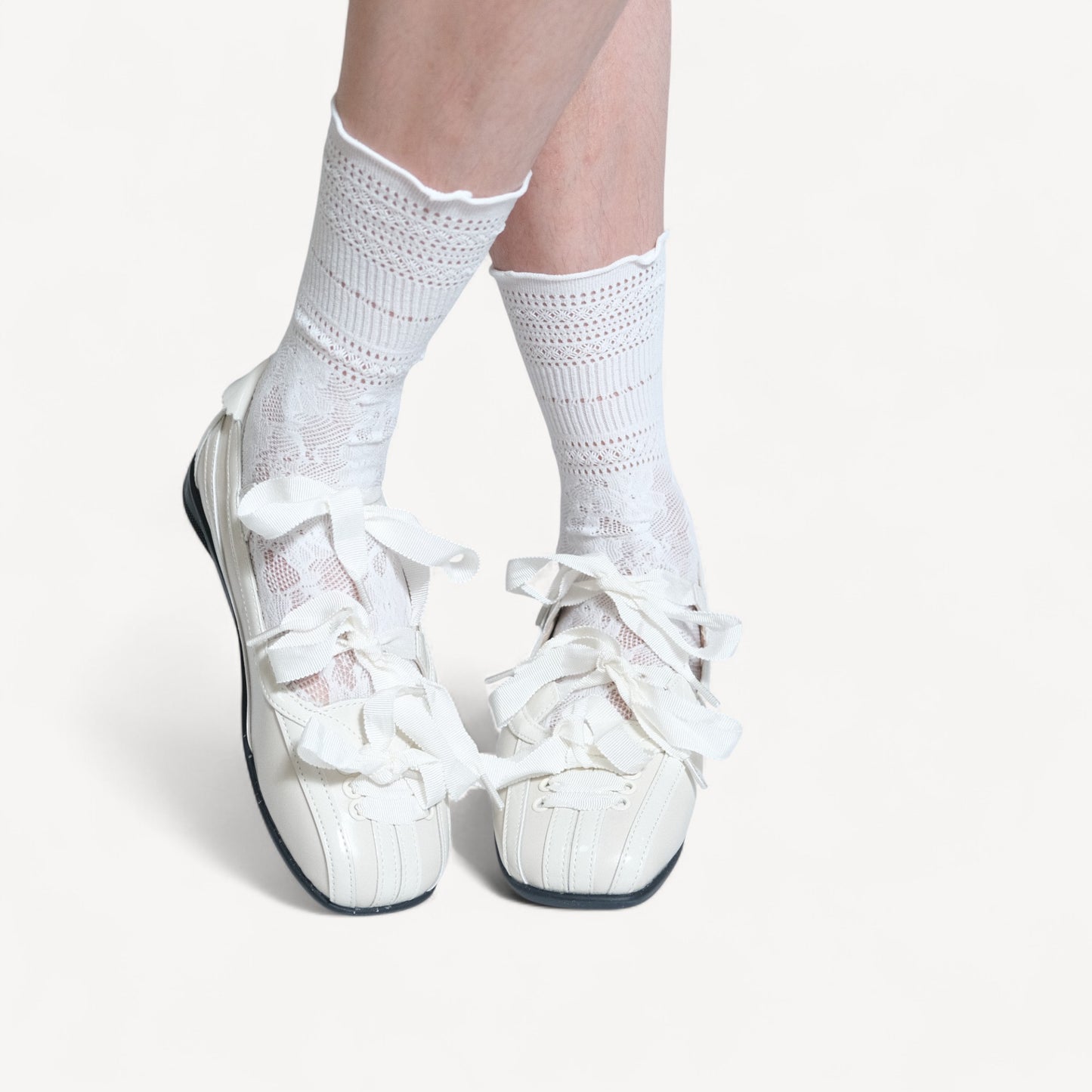 White Lace Bow Balletcore Sneakers Balletsneaker Flats