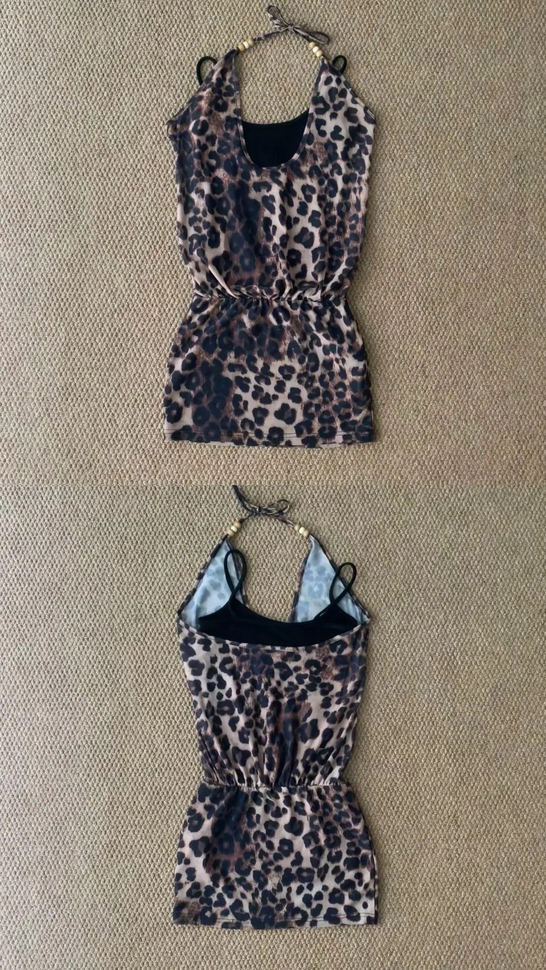 Leopard Print Mini Dress Y2K Midi Dress