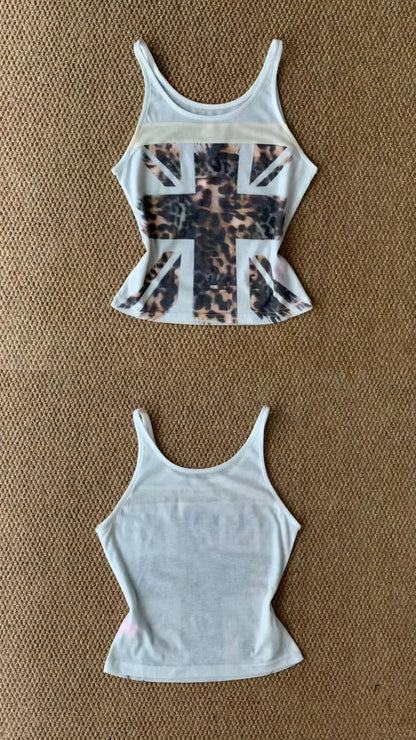 Cross Print Vest and Black Mini Shorts Y2K Two Pieces Sets