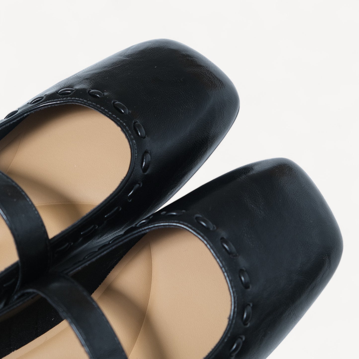 Black Soft Leather Strap Flat Mary Jane Flats