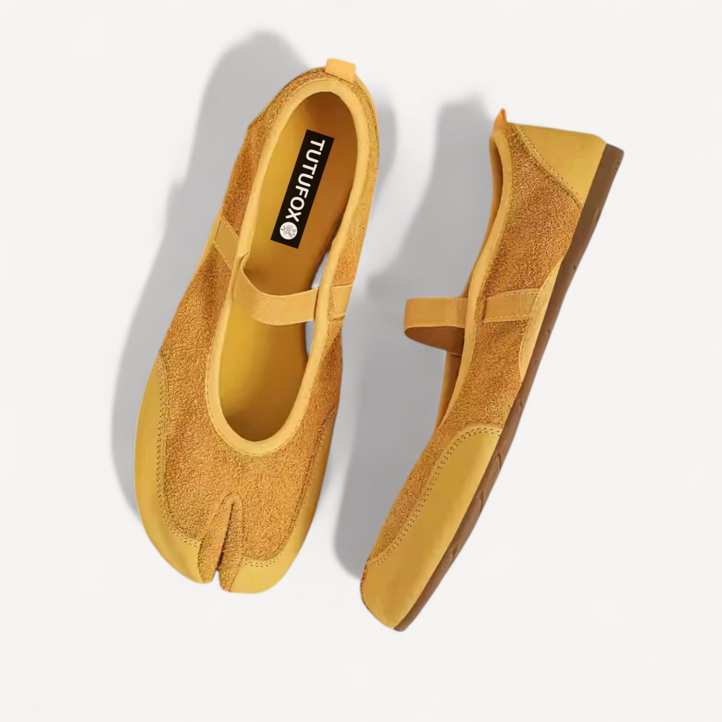 Yellow Sporty Ballerina Split Toe Flats Tabi