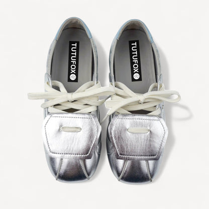 Beige Lace Bow Balletcore Sneakers Balletsneaker Flats