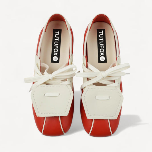 Red White Colorblock Balletcore Sneakers Balletsneaker Flats
