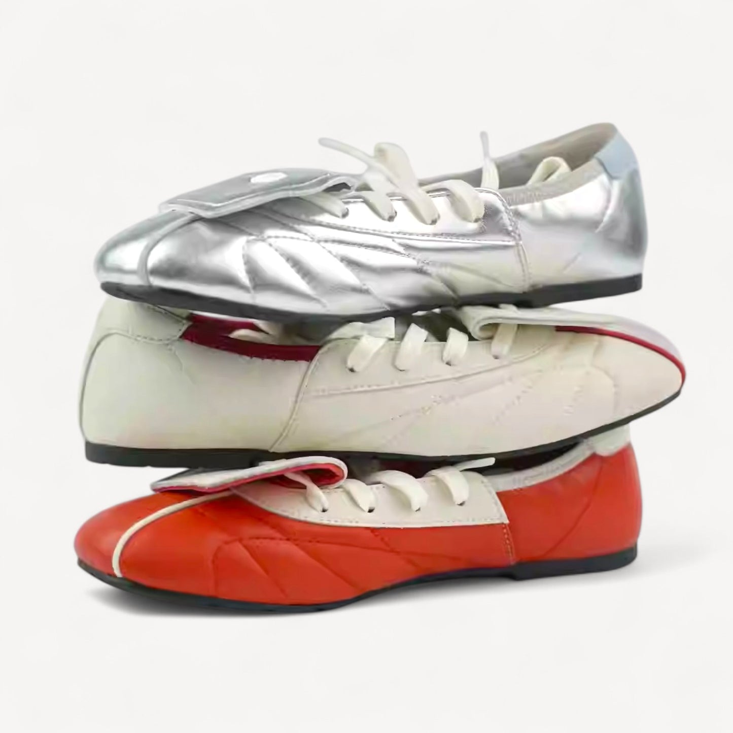 Beige Lace Bow Balletcore Sneakers Balletsneaker Flats