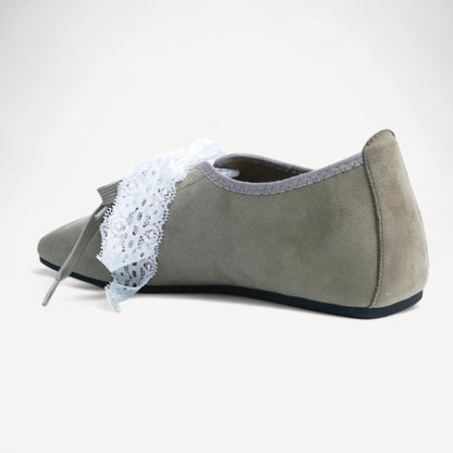 Lavender Suede Lace Strap Ballet Flats