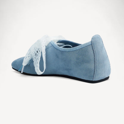 Lavender Suede Lace Strap Ballet Flats