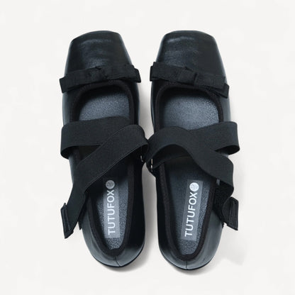 Black Moto Ballet Sneaker Mary Jane Tabi