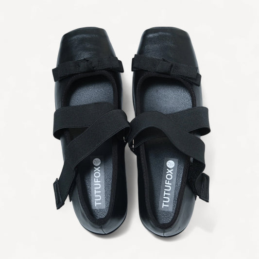 Black Moto Ballet Sneaker Mary Jane Tabi