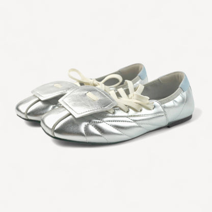 Beige Lace Bow Balletcore Sneakers Balletsneaker Flats