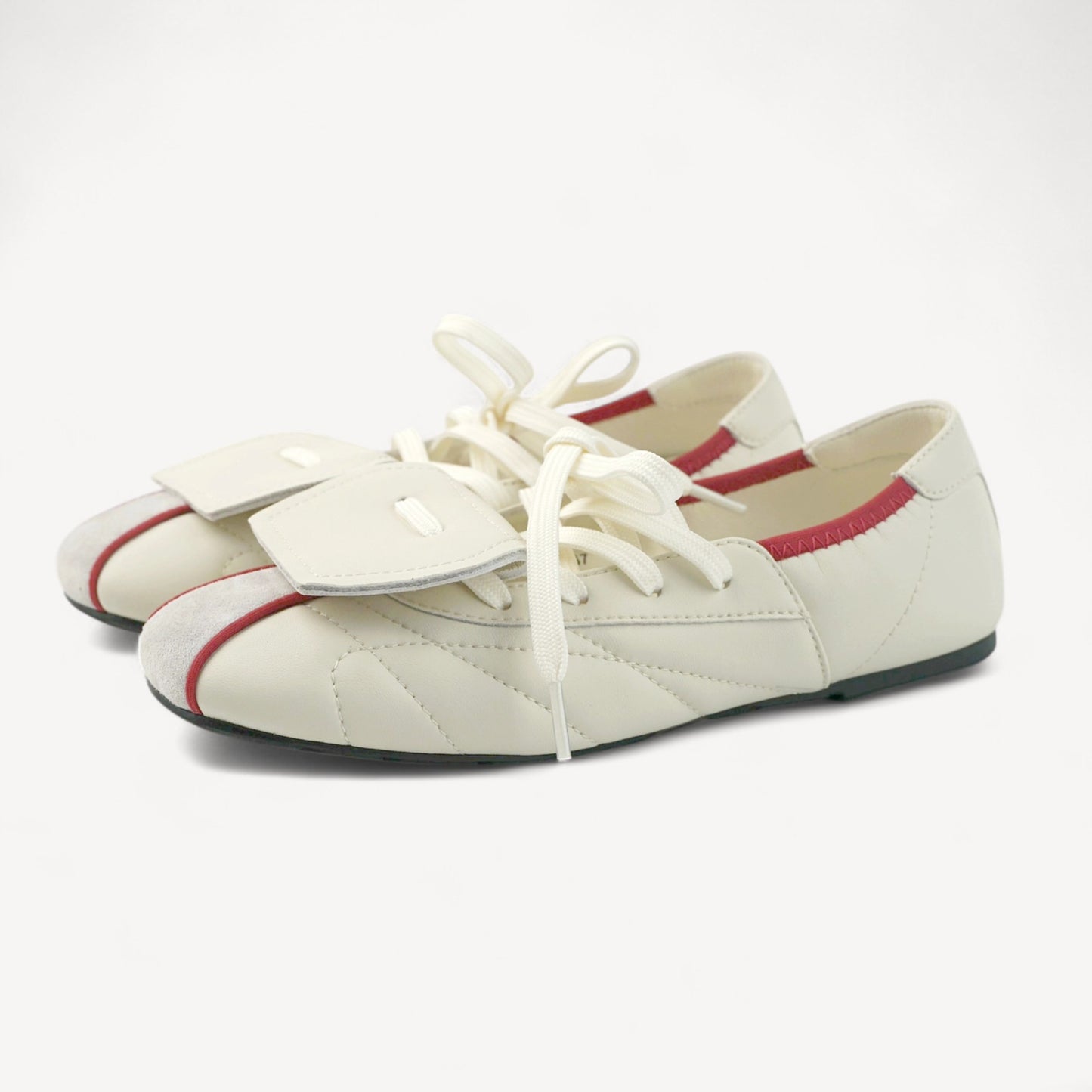 Beige Lace Bow Balletcore Sneakers Balletsneaker Flats