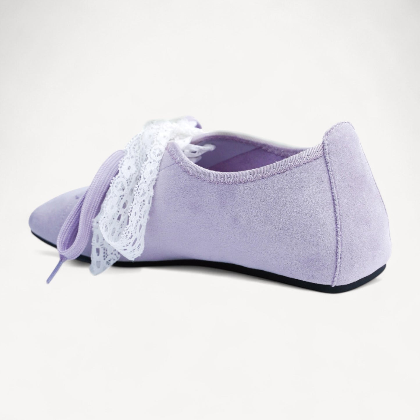 Lavender Suede Lace Strap Ballet Flats