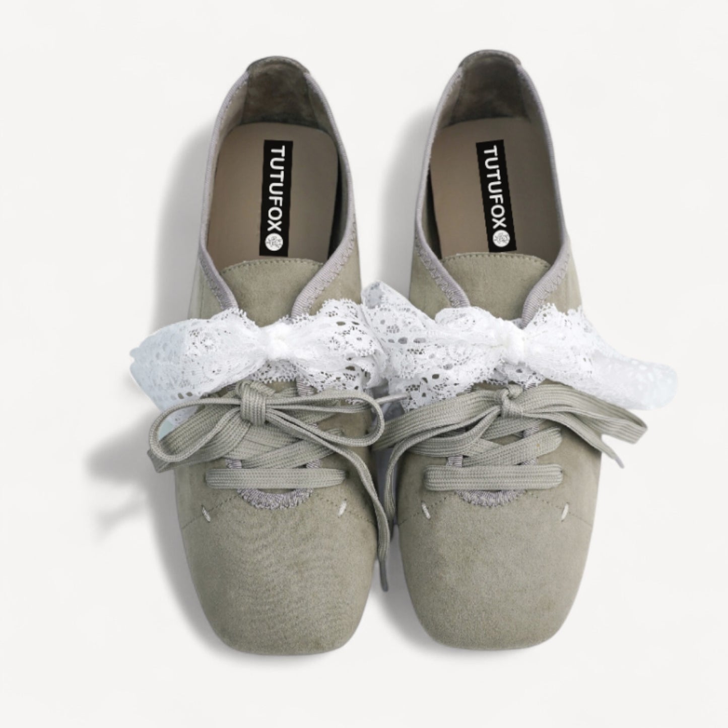 Lavender Suede Lace Strap Ballet Flats