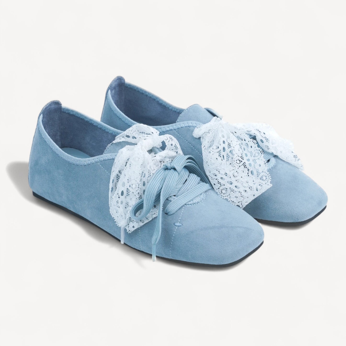 Lavender Suede Lace Strap Ballet Flats
