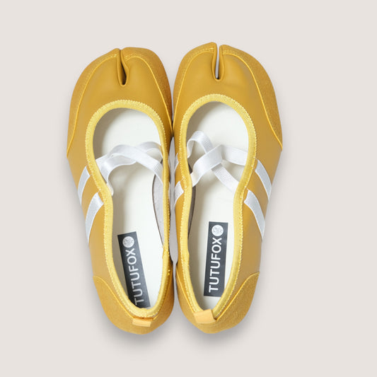 Yellow Ballet Split Toe Stretch Tabi Flats