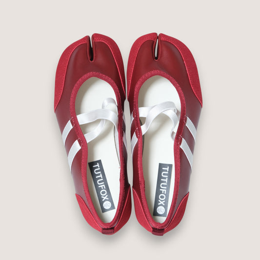 Red Ballet Split Toe Crossover Tabi Flats