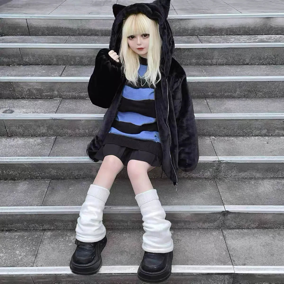 Cat Ear Faux Fur Coat