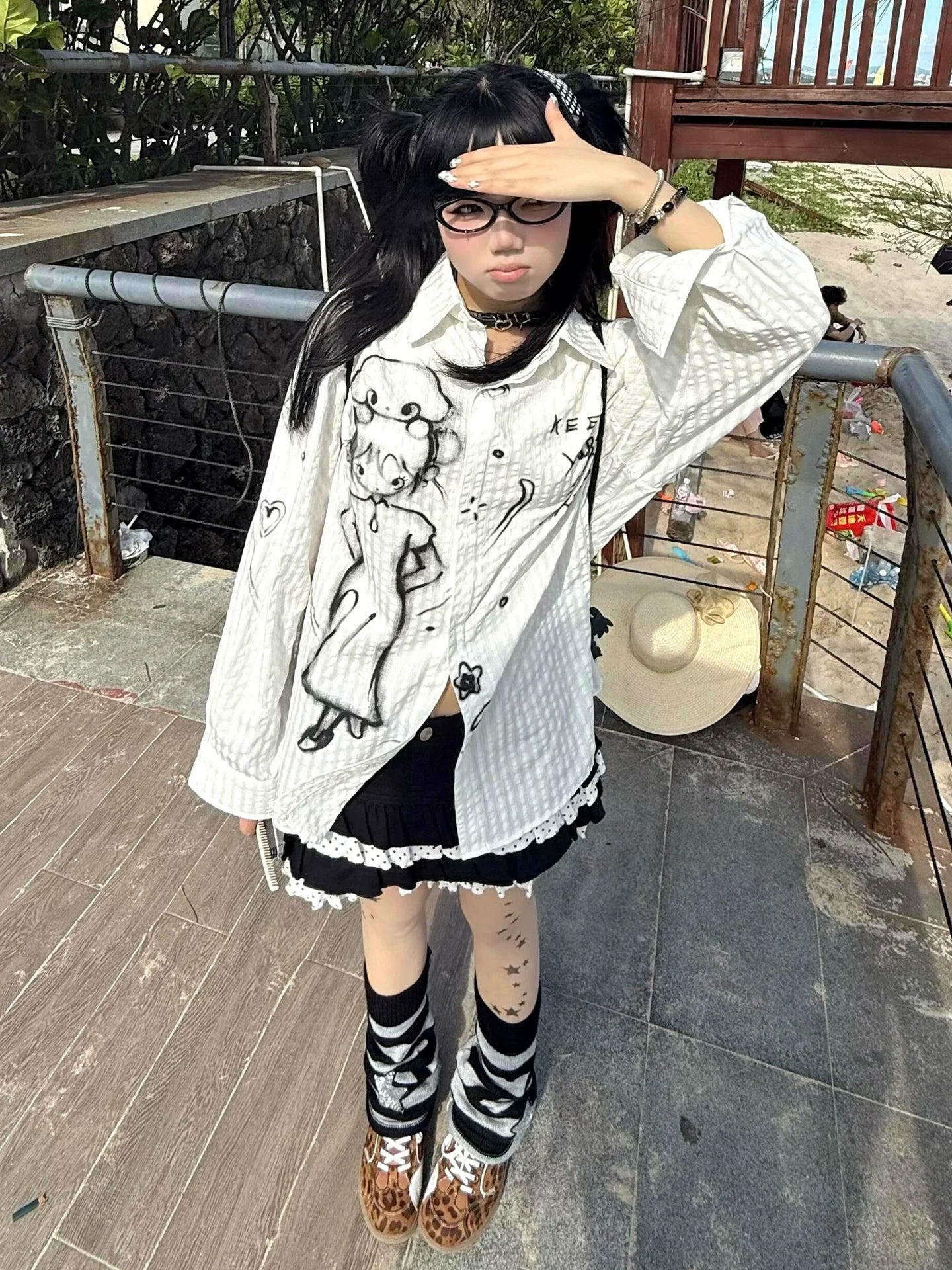 White Striped Textured Long Sleeve Shirt