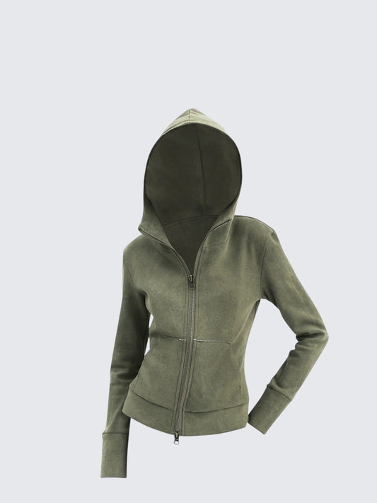 American Edgy Hooded Zip-Up Sweatshirt
